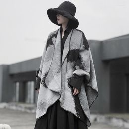 Berets Nordic Fashion Imitation Cashmere Ponchos Women Autumn Winter Warm Simple Shawl Deco Scarf Unisex Oversized Wraps Capes
