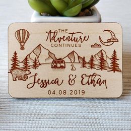 Party Favour Rustic Mountain Wooden Save The Date Magnets Wedding Adventure Wood Magnet