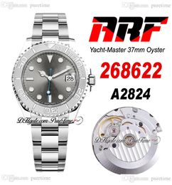 ARF Y-M 268622 ETA A2824 Automatic Womens Watch 37mm Gray Blue Dial 904L Steel OysterSteel Bracelet Ladies Watches Super Edition Same Series Card Puretime B2