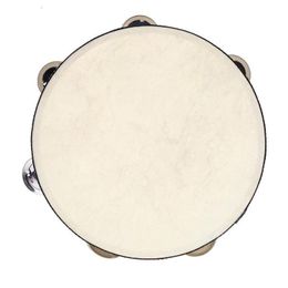 Favours Drum 6 inches Tambourine Bell Hand Held Tambourine Birch Metal Jingles Kids School Musical Toy KTV Party Percussion Toy RRE14306