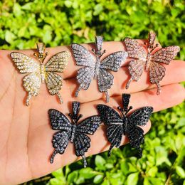 Charms 5pcs Butterfly For Women Bracelet Making Bling Crystal Rhinestone Paved Pendants Necklace Handcraft Jewellery Accessory