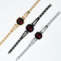 Wristwatches Fashion Electronic Watch For Women LED Steel Band Rhinestone Bracelet Luxury Touch Digital Wrist Watches Reloj De Mujer