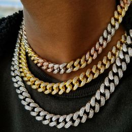 Necklace Earrings Set 12mm Cz Cuban Link Chain Bracelet High Quality Heavy Hip Hop Rock Men Boy Jewellery Gold Silver Colour