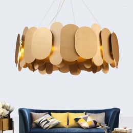 Pendant Lamps Luxury Plate Lustre Steel Led G9 Lights Living Room Round Indoor Lighting Luminaria Lamparas Fixtures