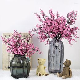 -Dekorative Blumen 1PC Kirschblüten künstliche Babys Taufe Gypsophila gefälschter Bouquet Faux Branch für Hochzeitsdekoration