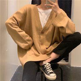 Women s Knits Tees Woman Sweaters Cardigan Coat Loose Button Knitted Top V neck Sweater 220919