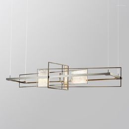 Pendant Lamps Postmodern Creative LED Chandelier Lighting Dining Living Room Rectangular Hanging Lamp Restaurant Bar Glass Designer Fixtures