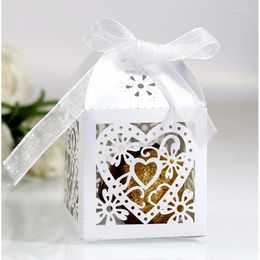 wedding favors purple NZ - Gift Wrap 50Pcs Lot Hollow Out Love Heart Paper Candy Boxes Purple Beige White Pink Bag Wedding Favors Baby Shower Party Favor Gifts