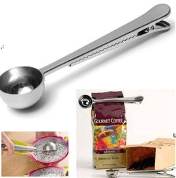 Scoop with Clip 2 in 1 Stainless Steel Spoon and Bag Clip for Measuring Coffee Tea Protein Powder Instant Drinks GCE14270