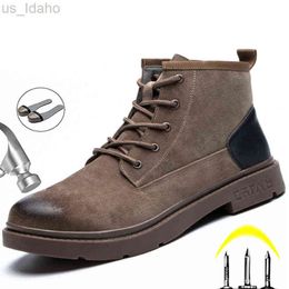 Stivali da lavoro in vera pelle per scarpe invernali da uomo con punta in acciaio industriale L220920
