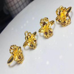 Cluster Rings HX 24K Pure Gold Ring Real AU 999 Solid Elegant Shiny Heart Beautiful Upscale Trendy Jewelry Sell 2021253V