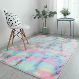 Carpets 2022 Tie-dyed Coral Fleece Carpet Mane Tie Dyed Variegated Rug Coffee Table Living Room Bedroom Blanket Children Crawling Mat