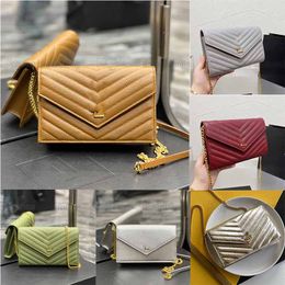 Cassandre Wallet Grain Poudre Embossed Leather Chain Bag Fashion Women Luxurys Designer Card Holder Messenger Shoulder Bag Woc Crossbody Coin Purse Lady Handbag