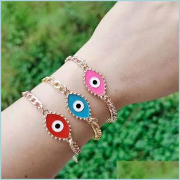 Charm Bracelets Fashion Jewelry Turkish Symbol Evil Eye Bracelet Figaro Chain Bracelets C3 Drop Delivery 2021 Dhseller2010 Dhq4A