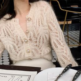 Women's Sweaters Vintage Elegant Female Cardigan Autumn Winter Long Sleeve Women Knitted Cardigan Sweater Fashion Hollow Out Sweaters Tops 16179 220920