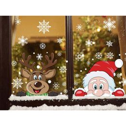 Wall Stickers Christmas Window Decal Santa Claus Snowflake Winter Decals For Kids Rooms Year Decorations 220919