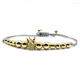 Charm Bracelets Vintage Crown Bracelet Men Classic Pave Cubic Zirconia Adjustable Bead For Jewellery Gift