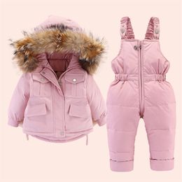 Down Coat Winter Down Jacket for Girl clothes Kids Overalls Snowsuit Baby Boy over coat Toddler Year Clothing Set parka real fur 220919