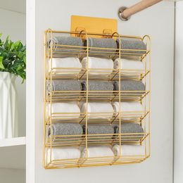 Hooks Punch-free Metal Storage Rack Clothes And Socks Wall Shelf Multi-layer Hanging Home Organization Space Saving