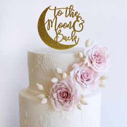 Festive Supplies To The Moon And Back Acrylic Cake Topper Gold Glitter Wedding For Celebrate Valentine's Day Party Decorations