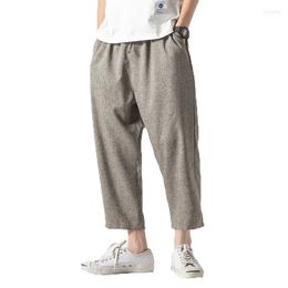 Men's Pants Men's 2022 Men Linen Wide Leg Mens Hip Hop Cotton Harem Male Casual Loose Trousers Drawstring Joggers Black M-5XL1