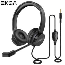 Headsets EKSA H12 Wired Headphones On-Ear 3.5mm Office Headset with Microphone Call Centre Skype Online Class PC PS4 Gaming Headset Xbox T220916