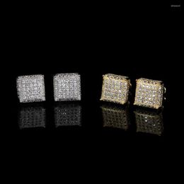 Pendant Necklaces Hip Hop Rapper Rock Gold Plated CZ Studded 18k Square Diamond For Men's Earrings Fashion Luxury Jewellery