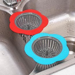 Silicone Kitchen Sink Strainer Flower Shaped Shower Sink Drains Cover Sink Colander Sewer Hair Philtre Kitchen Accessories BBE14262