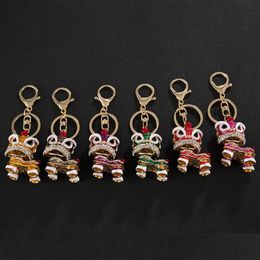 Keychains Fine Key Chain Creative Small Gift Chinese Style Lion Dance Kirin Alloy Fashion Girls Bag Ornament Mobile Hanging C3 Drop D Dhhcw