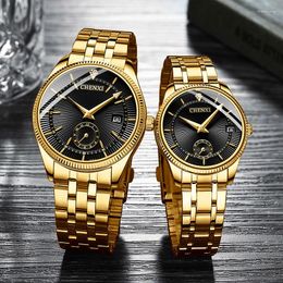 Wristwatches CHENXI Luxury Couple Gold Watch Fashion Casual Quartz Men's Stainless Steel Luminous Waterproof Women's Reloj Hombre