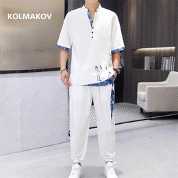 Men's Tracksuits Shirt trousers summer printing men shirt Man Cotton shirts Short sleeve men's casual shirts men M-4XL 555 220919