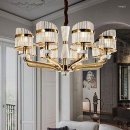 Chandeliers Postmodern Minimalist Marble Crystal Chandelier Living Room Lamp Light Luxury Simple European-style American Lighting