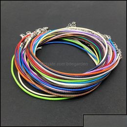 Cord Wire Jewelry Findings Components 1.5Mm Colorf Wax String Chains Necklace Bracelet With Extension Chain Sal Dhf Bdehome Otbbs