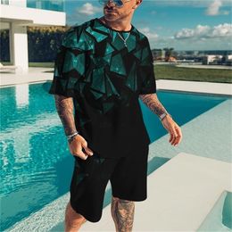 Men's Tracksuits Summer Oversized T-Shirts Sets Beach Style 3D Print 2 Piece Trend Shorts Tee Casual Top Vintage Outfit 220919