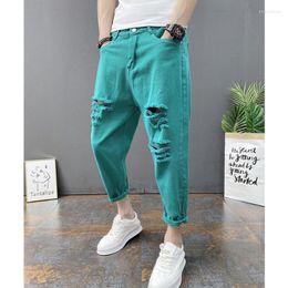 Men's Jeans Men's Cropped Trousers Men's Ripped Designer With Big Holes Streetwear Hiphop Denim Vintage Pants Men JoggerMen's