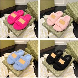 2022 Top Designer Slippers Womens wool Slides Winter fur Fluffy Furry Warm letters Sandals Soft Fur Girl Flip Flop Slipper Size 35-40