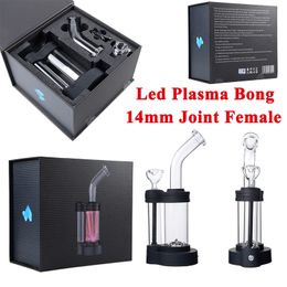 Cool Popular Led Plasma Hookahs 12 Inch Glass Bongs 5mm Thick Oil Dab Rigs 14mm Joint Female Bent Type Glass Water Pipes With Bowl Box Package