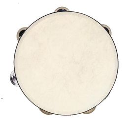 Favours Drum 6 inches Tambourine Bell Hand Held Tambourine Birch Metal Jingles Kids School Musical Toy KTV Party Percussion Toy JJLE14306