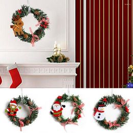 Decorative Flowers Mini Santa Claus Christmas Wreath Decoration Snowman Elk Deer Garland Xmas Party Supplies Hanging Ornaments Home Decor