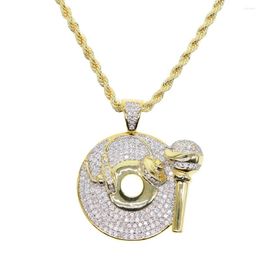 Chains Hip Hop Jewelry Men Necklace CZ Zirconia Music Headphone Pendant Necklaces 2022 Fashion Cool Gifts Mens Jewellery Collier