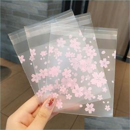 Jewellery Pouches Bags Transparent Flower Print Packaging Bags Self-Adhesive Plastic Bag For Jewellery Rings Earrings Necklace Gift C3 D Dh3Sn