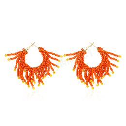 Bohemia Vintage Resin Beads Statement Dangle Earrings For Women Handmade Hoop Earrings Ethnic Jewelry Wholesale