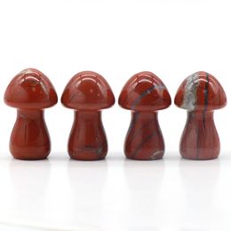 35MM Natural Hand Carving Mushroom Red Jasper Gemstones and Crystals Chakra Stones for Mushrooms Home Decorations