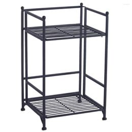 Hooks Metal Folding Shelf 2 Tier Kitchen Storage Organiser Cargo Rack For Garage Home Laundry Closet