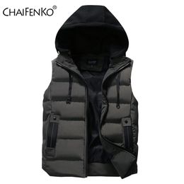 Men's Vests CHAIFENKO Men's Vest Jacket Winter Waterproof Warm Sleeveless Men Jacket Fashion Hooded Casual Vest Men Autumn Thicken Waistcoat 220919