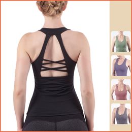 Fashion Yoga Fitness U-shaped Tank Tops For Women Gym Quick Dry Sports Sleeveless Sexy Back Built-in Chest Pad Vest T-shirts W998