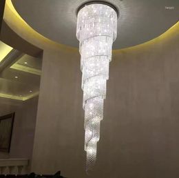 Chandeliers Modern Long Spiral Chandelier Crystal Lamp Dia60 H300cm Lustre Staircase Lighting Fixtures