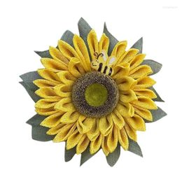 Decorative Flowers Sunflower Wreath For Home Decor 40cm Garland With Bee Decoration Front Door Farmhouse Garden Summer Cute Welcome Sign