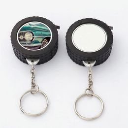 Sublimation Blank Mini Tape Measures Thickening Building 1M Metal Stainless Steel DIY Tape Key Chain