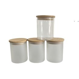 DIY Sublimation 6oz Tumbler Glass Can With Bamboo Lid Candle Jar Food Storage Container Clear Frosted Home Kitchen Supplies Portable sea shi